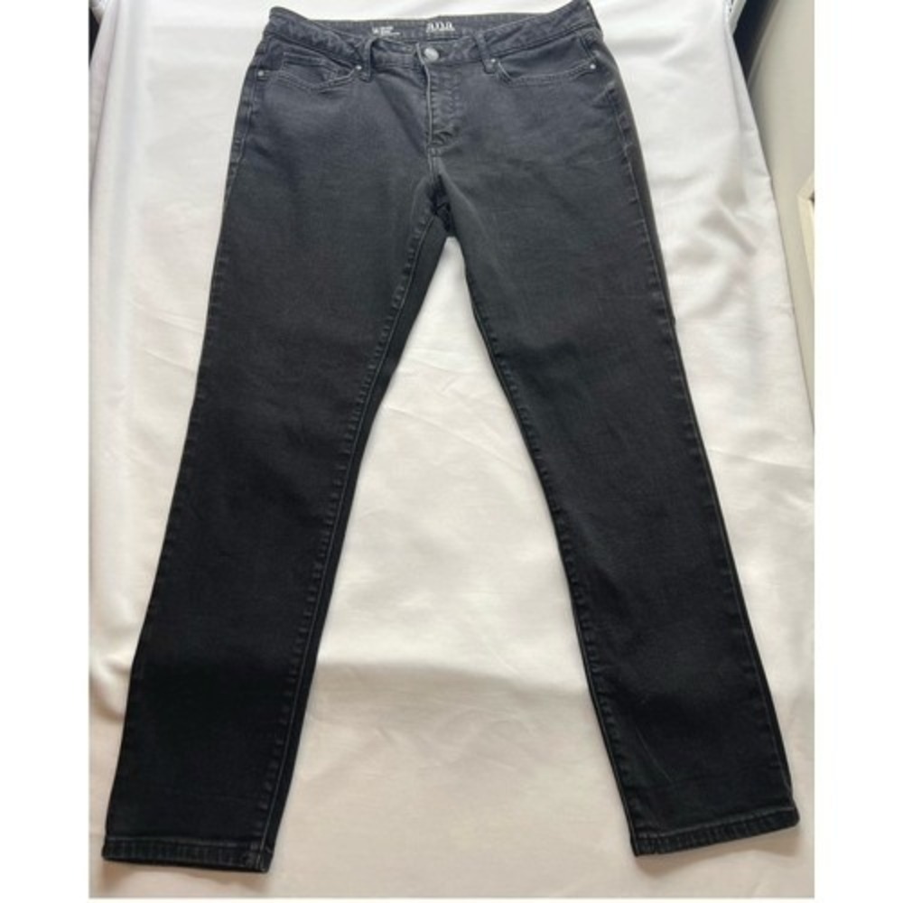 a.n.a Mid Rise Skinny Jeans Women 14 Black Stretch Repreve Denim Pant Minimalist